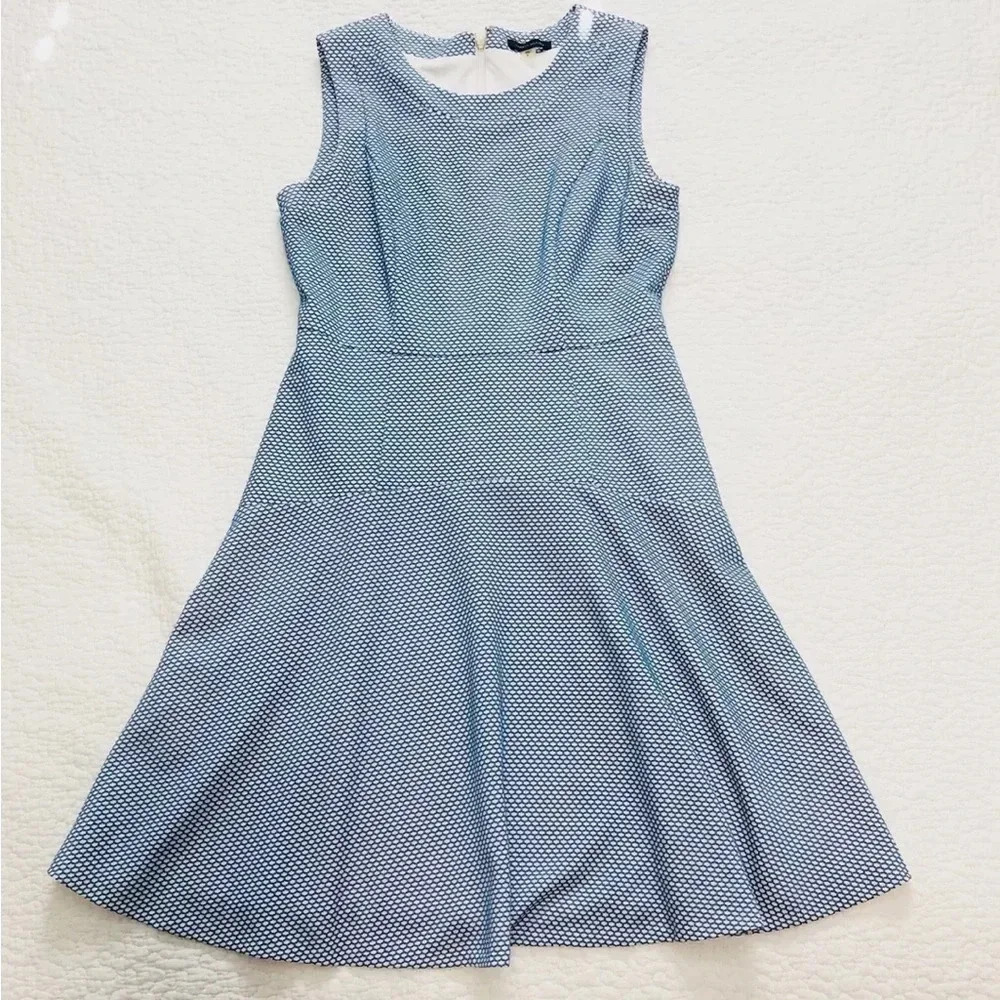 Tommy Hilfiger Size 8 Blue Textures Sleeveless Flare Dress
